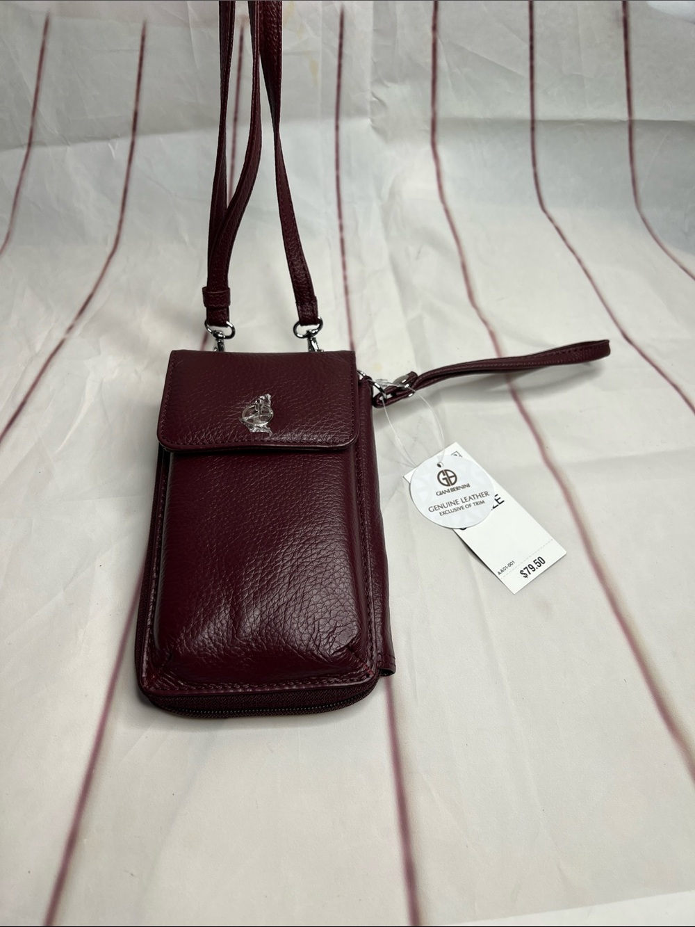 Giani Bernini Burgundy Leather Crossbody Phone Wallet
